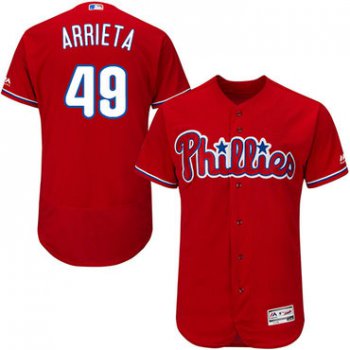 Philadelphia Phillies #49 Jake Arrieta Red Flexbase Authentic Collection Stitched MLB Jersey