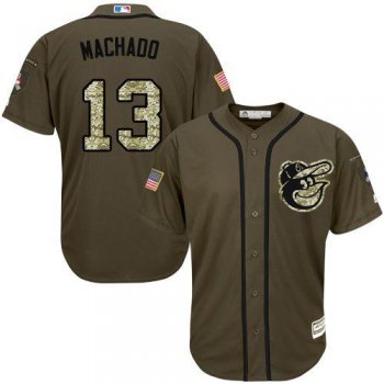 Baltimore Orioles #13 Manny Machado Green Salute to Service Stitched MLB Jersey