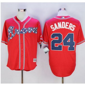 Braves #24 Deion Sanders Red New Cool Base Stitched MLB Jersey