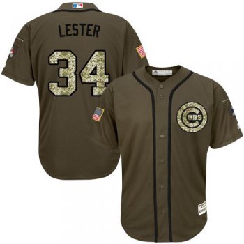 Chicago Cubs #34 Jon Lester Green Salute to Service Stitched MLB Jersey