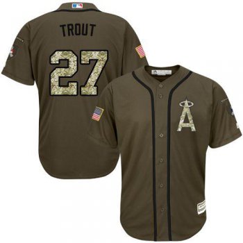 Los Angeles Angels of Anaheim #27 Mike Trout Green Salute to Service MLB Jersey