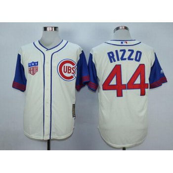 Men's Chicago Cubs #44 Anthony Rizzo Cream 1942 Majestic Cooperstown Collection Throwback Jersey