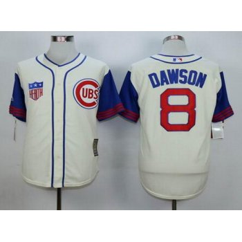 Men's Chicago Cubs #8 Andre Dawson Retired Cream 1942 Majestic Cooperstown Collection Throwback Jersey
