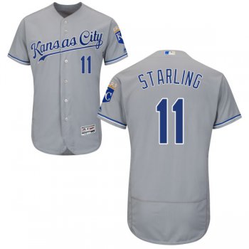 Men's Kansas City Royals #11 Bubba Starling Majestic Gray 2016 Flexbase Authentic Collection Jersey