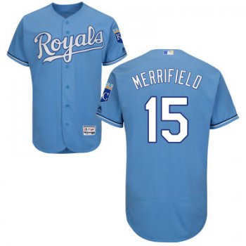 Men's Kansas City Royals #15 Whit Merrifield Light Blue 2016 Flexbase Majestic Baseball Jersey
