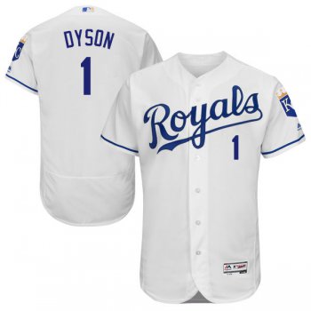 Men's Kansas City Royals #1 Jarrod Dyson Majestic White 2016 Flexbase Authentic Collection Jersey