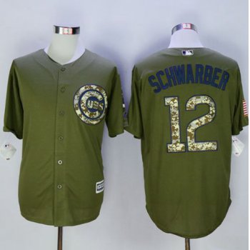 Cubs #12 Kyle Schwarber Green Camo New Cool Base Stitched MLB Jersey