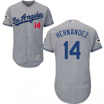 Men's Los Angeles Dodgers #14 Enrique Hernandez Grey Flexbase Authentic Collection 2017 World Series Bound Stitched MLB Jersey