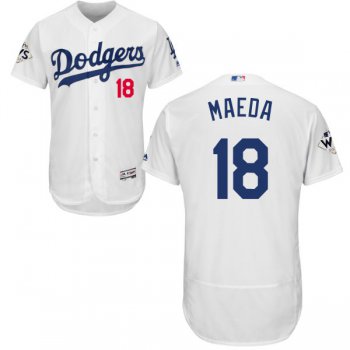 Men's Los Angeles Dodgers #18 Kenta Maeda White Flexbase Authentic Collection 2017 World Series Bound Stitched MLB Jersey