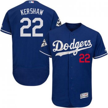 Men's Los Angeles Dodgers #22 Clayton Kershaw Blue Flexbase Authentic Collection 2017 World Series Bound Stitched MLB Jersey
