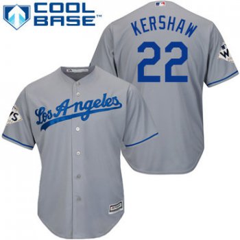 Men's Los Angeles Dodgers #22 Clayton Kershaw Grey New Cool Base 2017 World Series Bound Stitched MLB Jersey