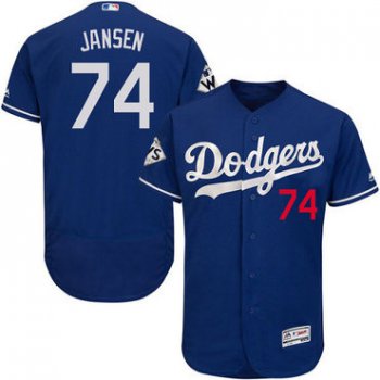Men's Los Angeles Dodgers #74 Kenley Jansen Blue Flexbase Authentic Collection 2017 World Series Bound Stitched MLB Jersey