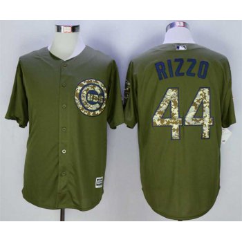 Men's Chicago Cubs #44 Anthony Rizzo Olive Green New Cool Base Jersey