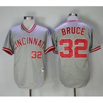 Men's Cincinnati Reds #32 Jay Bruce Gray Pullover 2013 Cooperstown Collection Stitched MLB Majestic Jersey