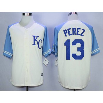 Men's Kansas City Royals #13 Salvador Perez Cream New Cool Base Jersey