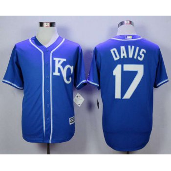 Men's Kansas City Royals #17 Wade Davis Blue New Cool Base Jersey