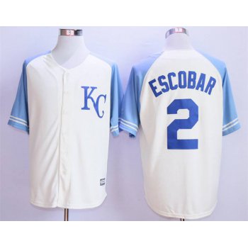 Men's Kansas City Royals #2 Alcides Escobar Cream New Cool Base Jersey