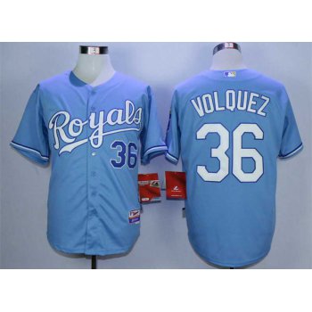 Men's Kansas City Royals #36 Edinson Volquez Light Blue Cool Base Jersey