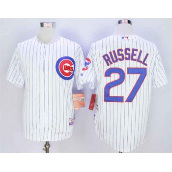 Men's Chicago Cubs #27 Addison Russell White Cool Base Jersey