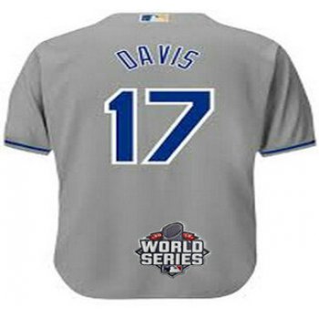 Men's Kansas City Royals #17 Wade Davis Gray Away Baseball Jersey With 2015 World Series Patch