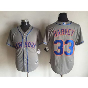Men's New York Mets #33 Matt Harvey Gray Road 2015 MLB Cool Base Jersey