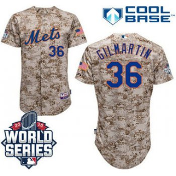 New York Mets #36 Sean Gilmartin Camo Authentic Cool Base Jersey with 2015 World Series Participant Patch