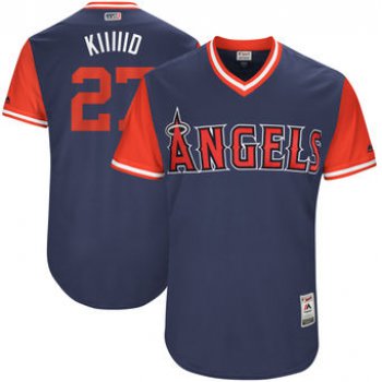 Men's Los Angeles Angels Mike Trout Kiiiiid Majestic Navy 2017 Players Weekend Authentic Jersey