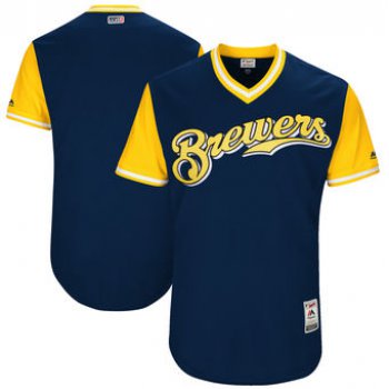 Men's Milwaukee Brewers Majestic Navy 2017 Players Weekend Authentic Team Jersey