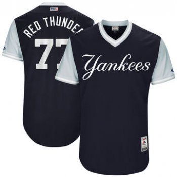 Men's New York Yankees Clint Frazier Red Thunder Majestic Navy 2017 Players Weekend Authentic Jersey