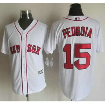Men's Boston Red Sox #15 Dustin Pedroia Home White 2015 MLB Cool Base Jersey