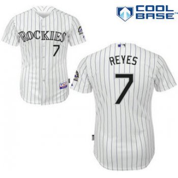 Men's Colorado Rockies #7 Jose Reyes Home White MLB Cool Base Jersey