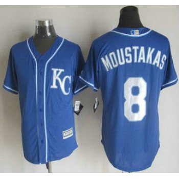 Men's Kansas City Royals #8 Mike Moustakas Alternate Blue KC 2015 MLB Cool Base Jersey