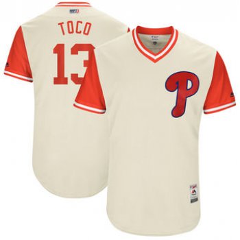 Men's Philadelphia Phillies Freddy Galvis Toco Majestic Tan 2017 Players Weekend Authentic Jersey