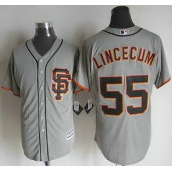Men's San Francisco Giants #55 Tim Lincecum Alternate Gray SF 2015 MLB Cool Base Jersey