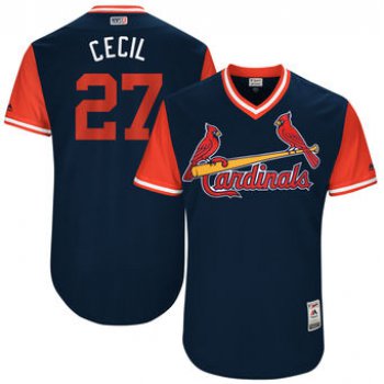 Men's St. Louis Cardinals Brett Cecil Cecil Majestic Navy 2017 Players Weekend Authentic Jersey