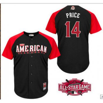 American League Detroit Tigers #14 David Price Black 2015 All-Star Game Player Jersey
