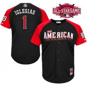 American League Detroit Tigers #1 Jose Iglesias Black 2015 All-Star Game Player Jersey Majestic