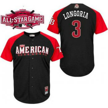 American League Tampa Bay Rays #3 Evan Longoria Black 2015 All-Star Game Player Jersey