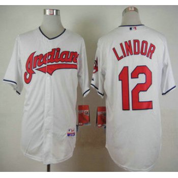 Cleveland Indians #12 Francisco Lindor Home White MLB Cool Base Jersey
