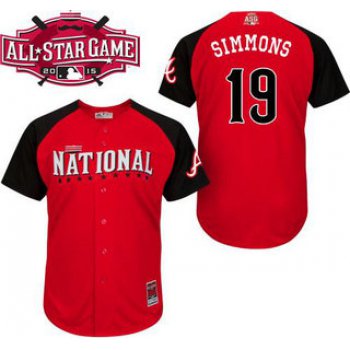 National League Atlanta Braves #19 Andrelton Simmons Red 2015 All-Star BP Jersey