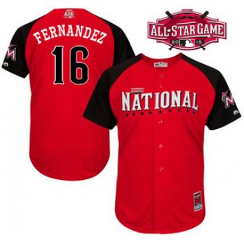National League Miami Marlins #16 Jose Fernandez Red 2015 All-Star BP Jersey