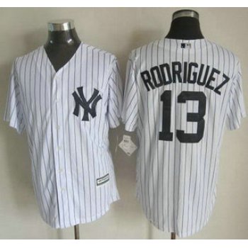 New York Yankees #13 Alex Rodriguez 2015 White With Navy Pinstripe Jersey