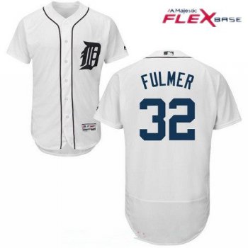 Men's Detroit Tigers #32 Michael Fulmer White Home Stitched MLB Majestic Flex Base Jersey