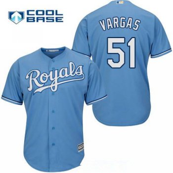 Men's Kansas City Royals #51 Jason Vargas Light Blue Alternate Stitched MLB Majestic Cool Base Jersey