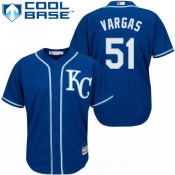 Men's Kansas City Royals #51 Jason Vargas Navy Blue Alternate Stitched MLB Majestic Cool Base Jersey