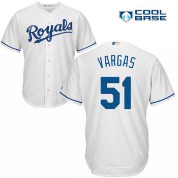 Men's Kansas City Royals #51 Jason Vargas White Home Stitched MLB Majestic Cool Base Jersey