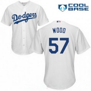 Men's Los Angeles Dodgers #57 Alex Wood White Home Stitched MLB Majestic Cool Base Jersey
