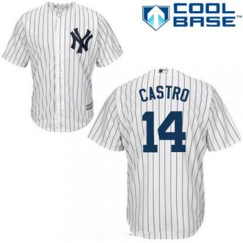 Men's New York Yankees #14 Starlin Castro White Home Stitched MLB Majestic Cool Base Jersey