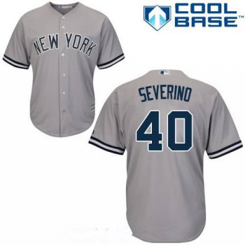 Men's New York Yankees #40 Luis Severino Gray Road Stitched MLB Majestic Cool Base Jersey