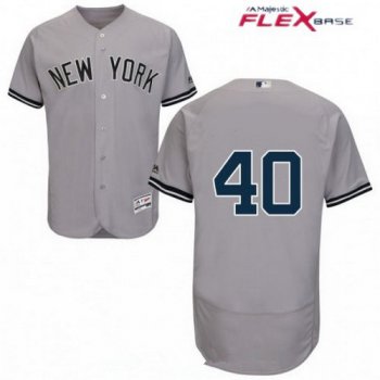 Men's New York Yankees #40 Luis Severino Gray Road Stitched MLB Majestic Flex Base Jersey